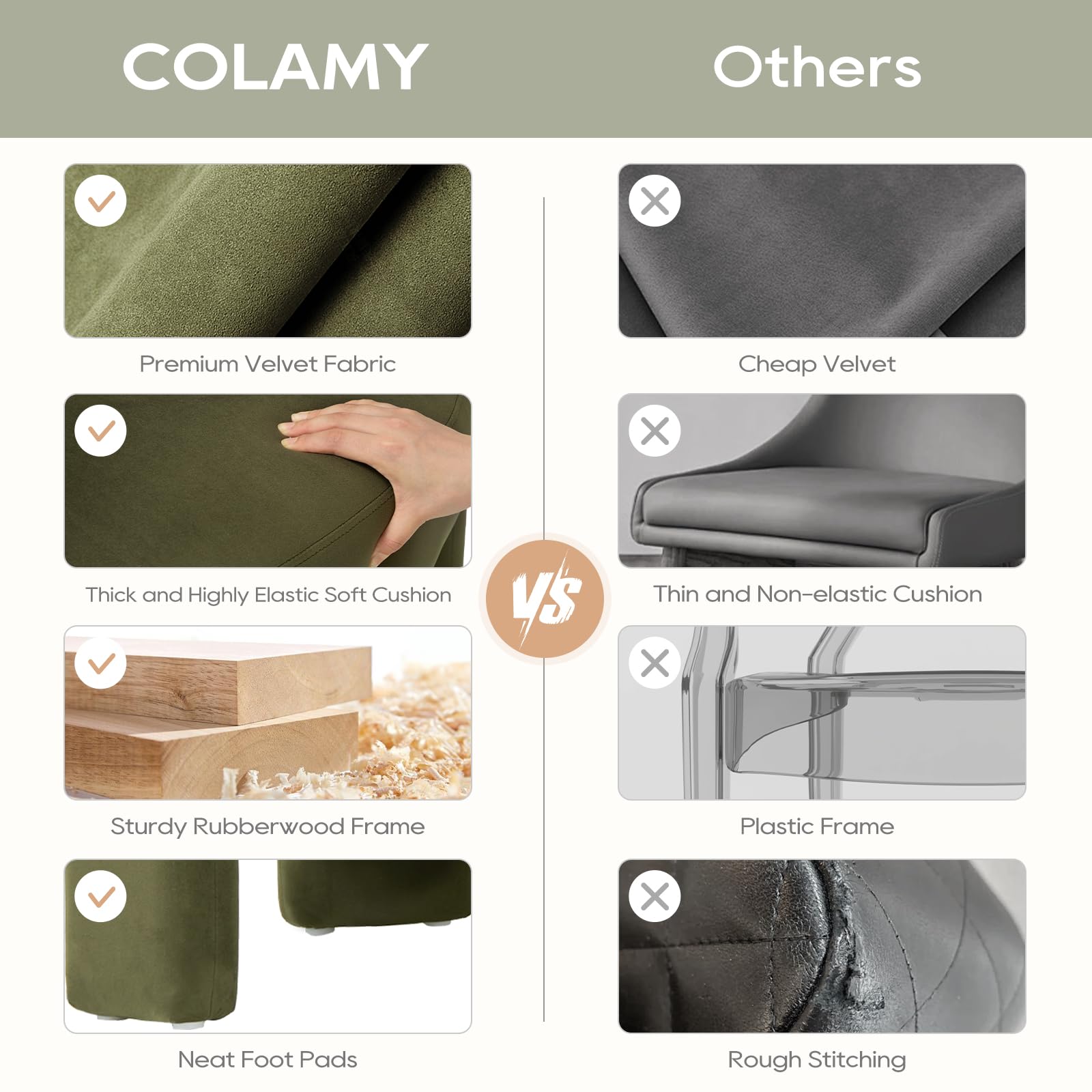 Modern Velvet Accent Chair Set of 2 with 3 Legs