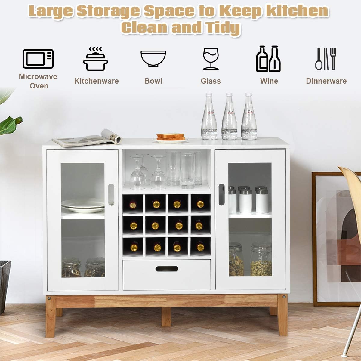 Buffet Sideboard with Wine Rack and Storage