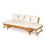 Gary Patio Convertible Daybed - 3-Seater Acacia Wood Outdoor Sofa