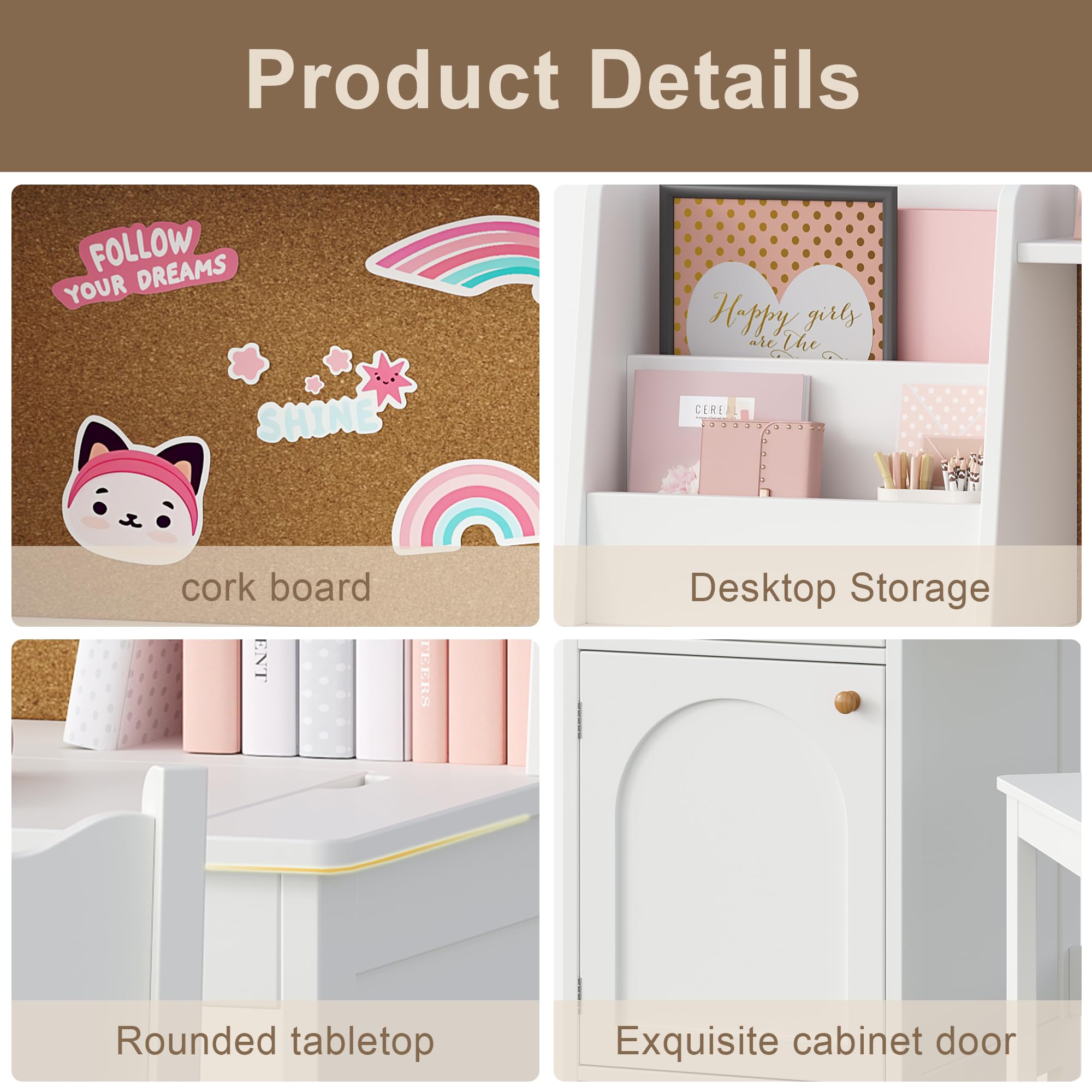 Kids Study Desk and Chair Set with Tiltable Desktop