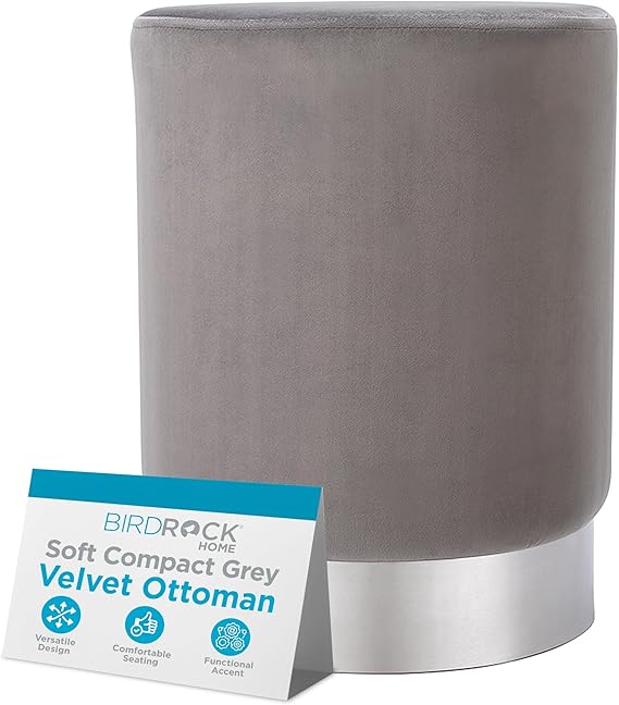 Round Ottoman Foot Stool - Soft Padded Compact Footrest