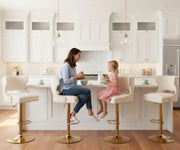 Beige Swivel Counter Height Bar Stools Set of 4 with Adjustable Back