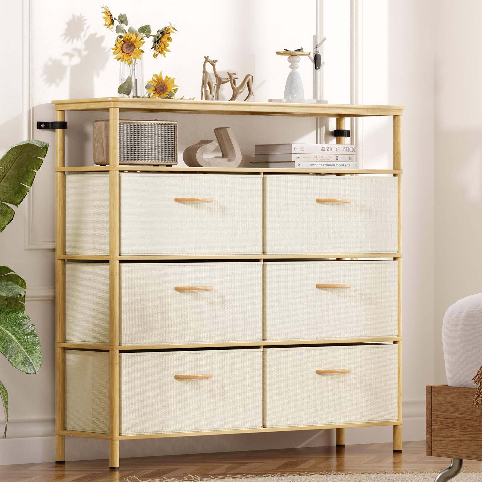 Solid Wood Dresser with 6 Drawers