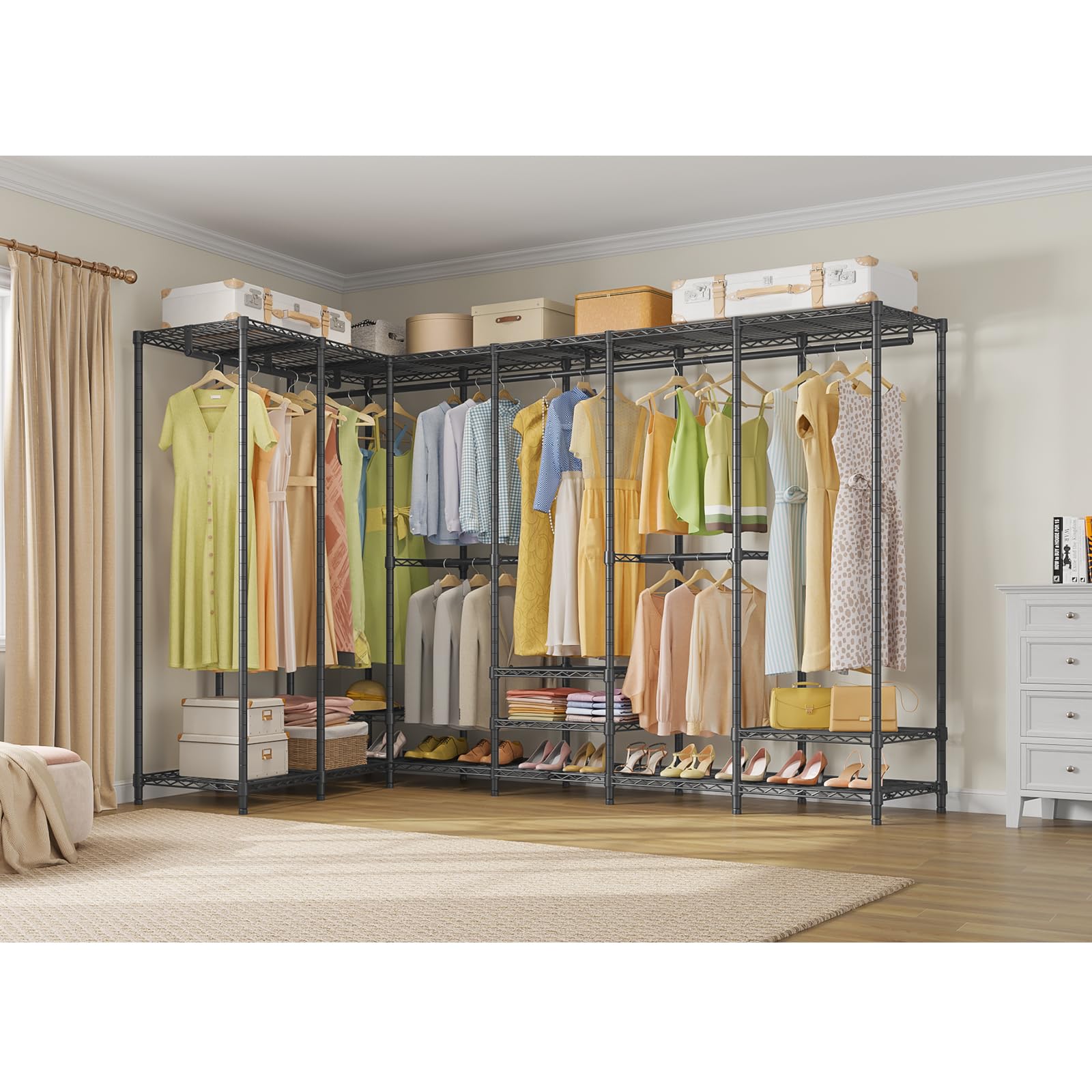 Heavy Duty Clothes Rack Freestanding Closet Organizer