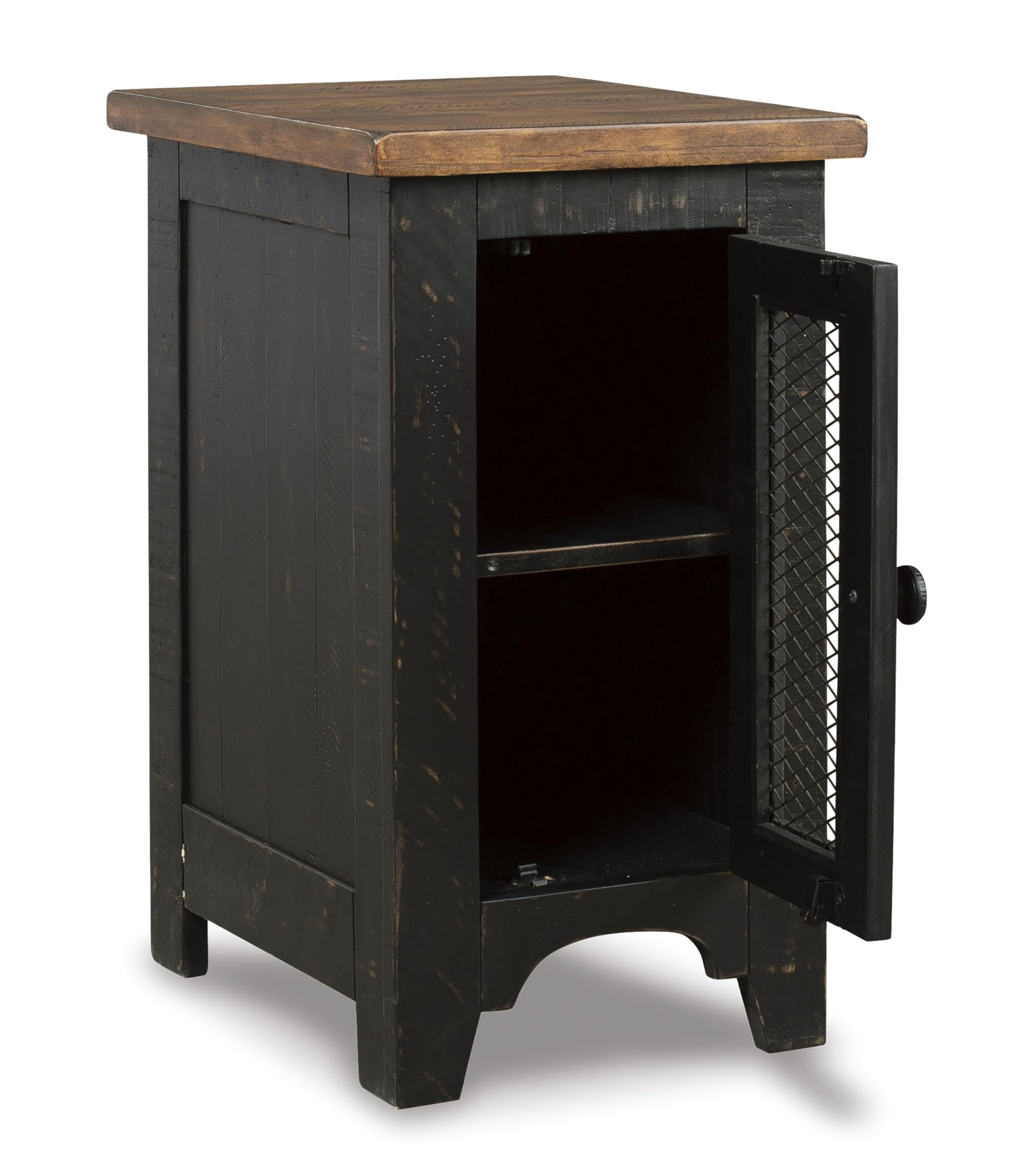 Valebeck Chair Side End Table with Cabinet Door