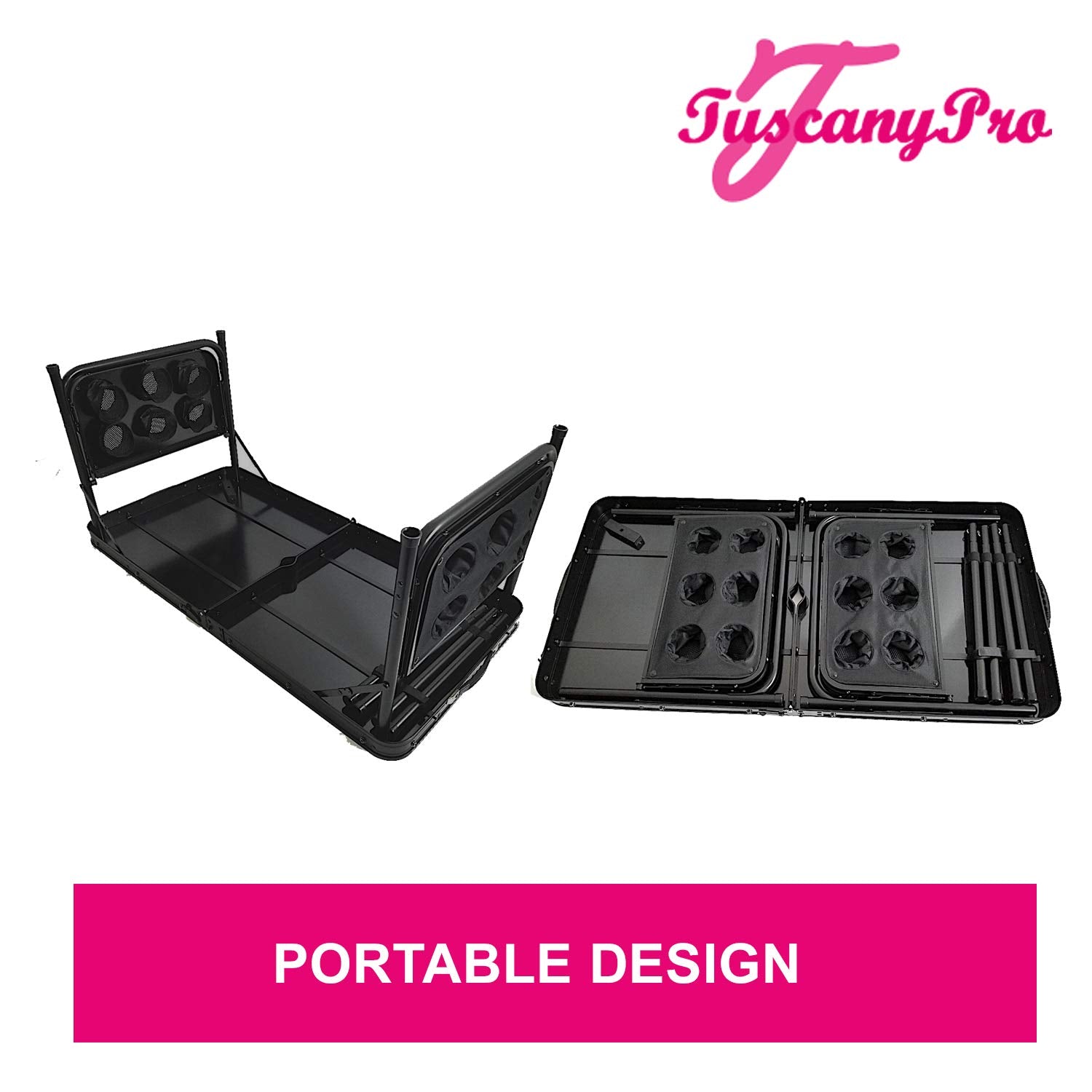 Portable Bartenders & Caterers Table with Folding Side Trays