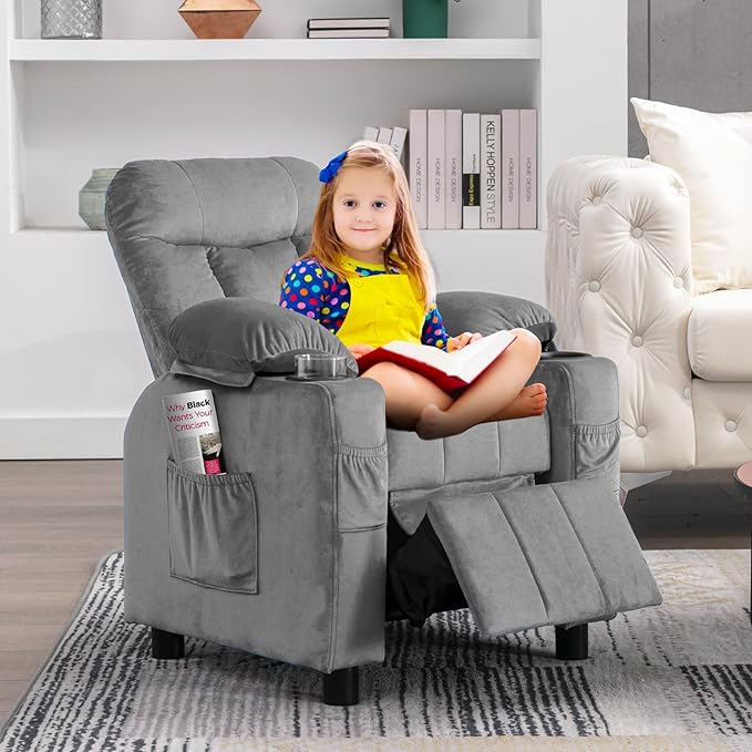 Kids Recliner Chair with Cup Holder and Footrest