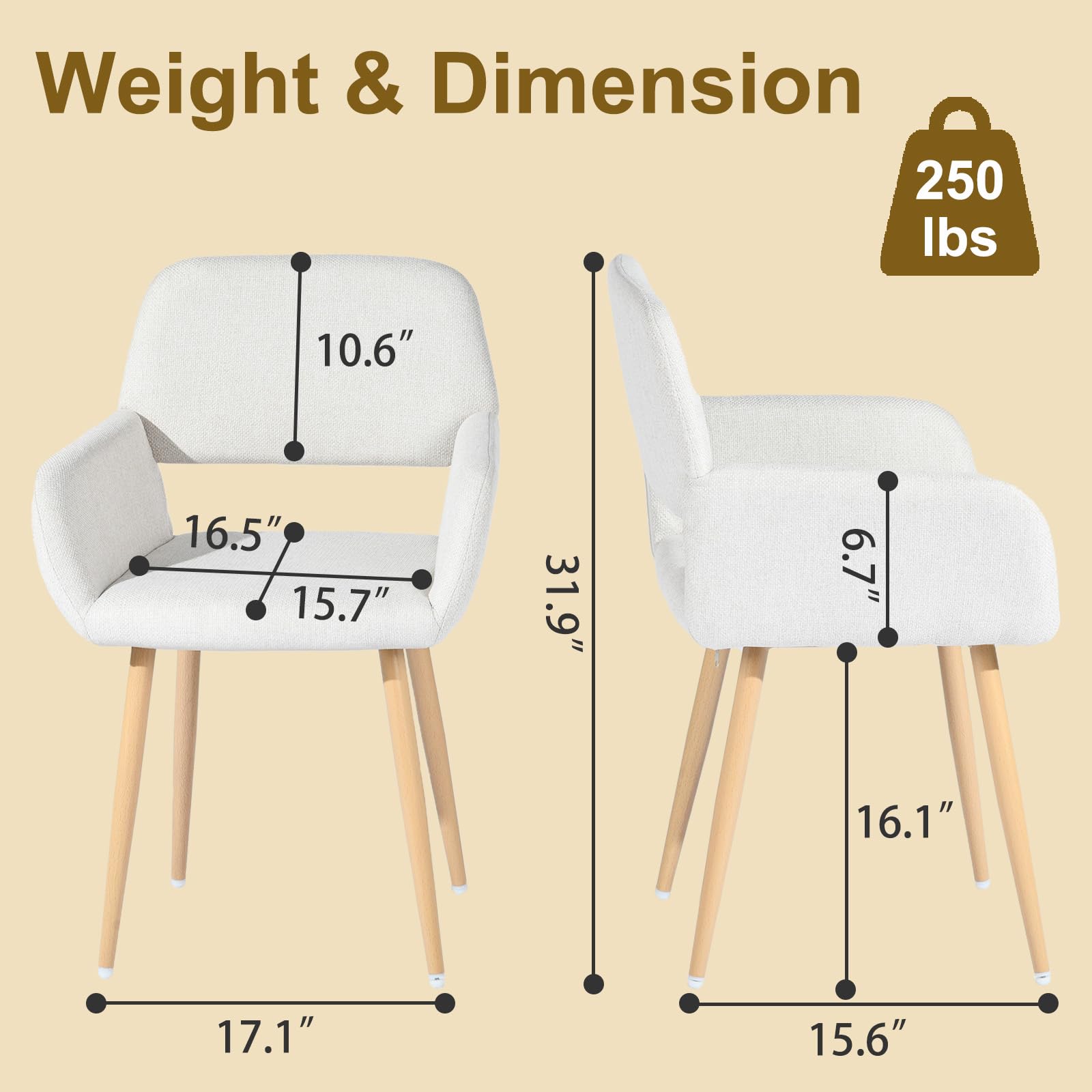 Guest Reception Chairs Set of 2 with Armrests