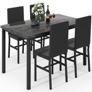 5-Piece Faux Marble Dining Table Set with 4 Chairs