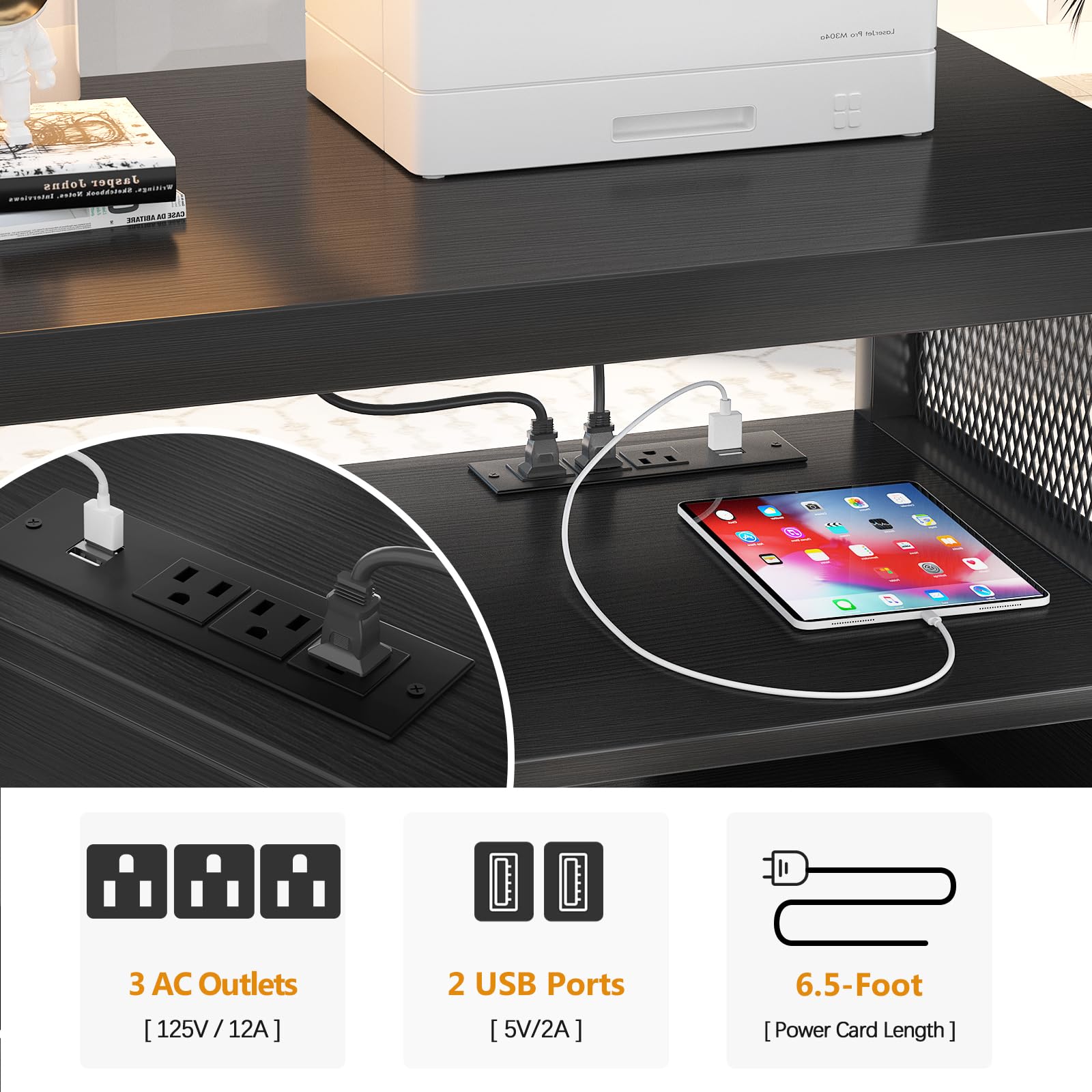 Lateral File Cabinet with Charging Ports