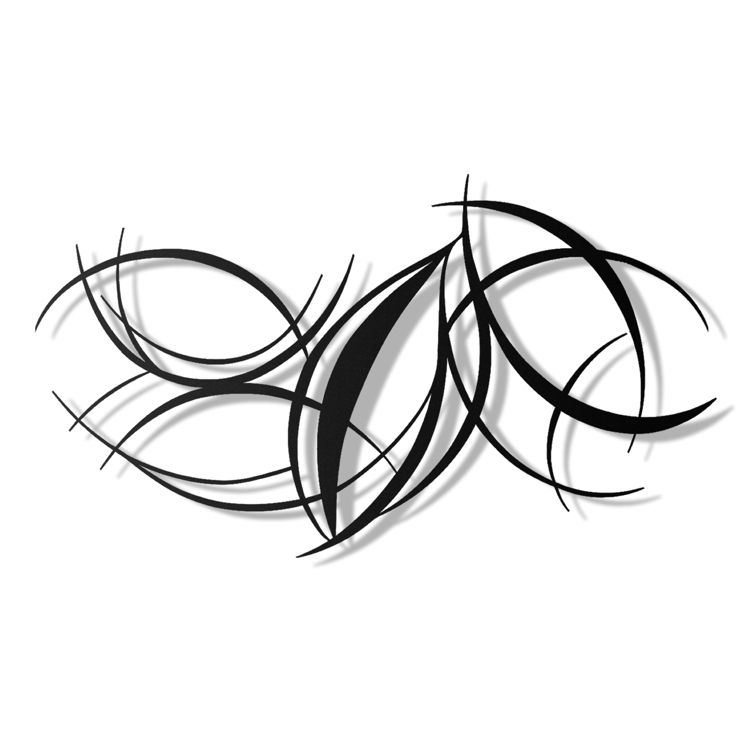 Modern Abstract Metal Wall Art - Black Curved Lines Sculpture