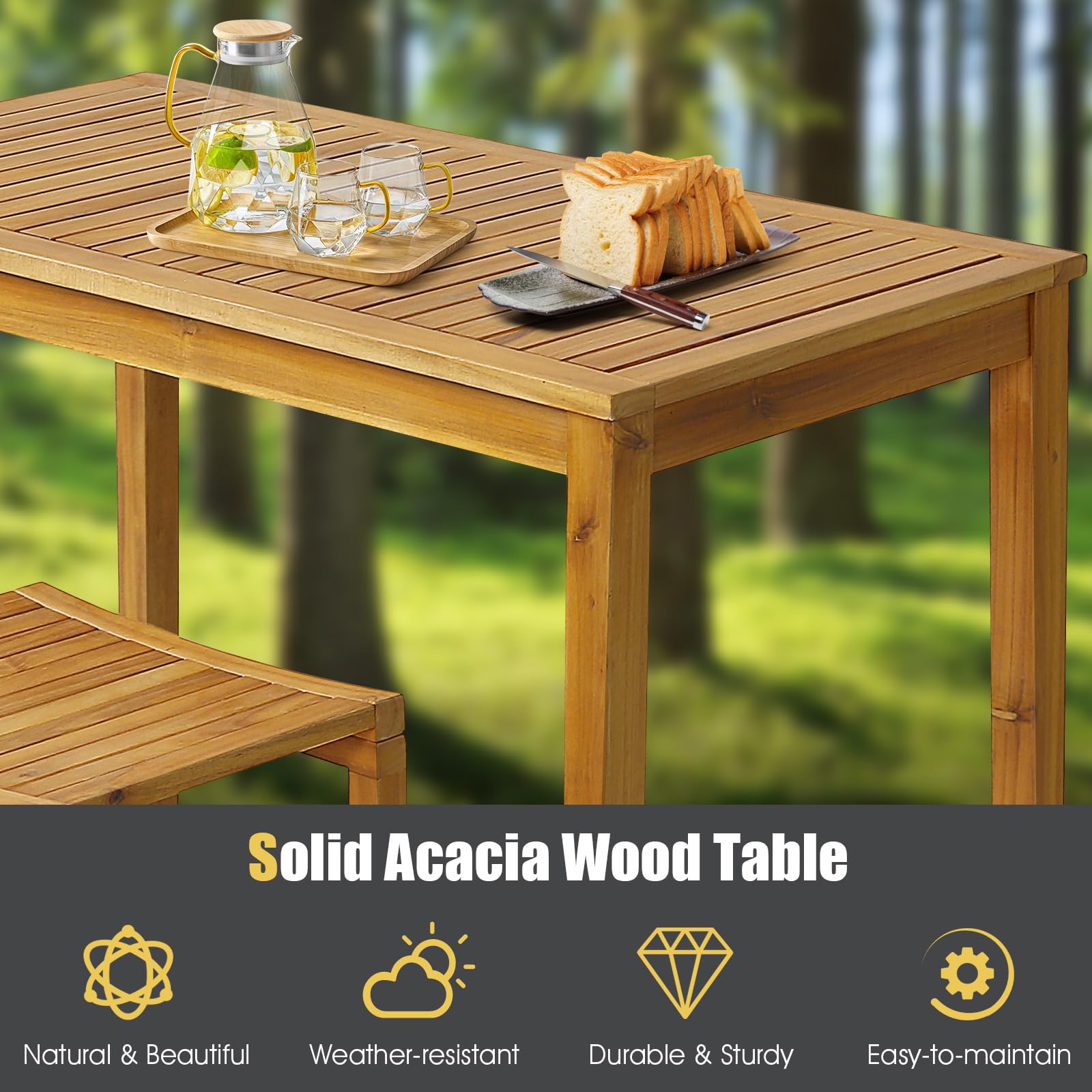 Outdoor Acacia Wood Bar Table