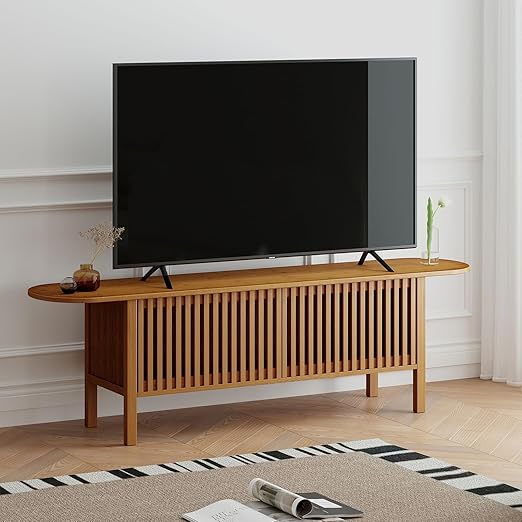 Bamboo TV Stand with Storage for TVs up to 65 Inches