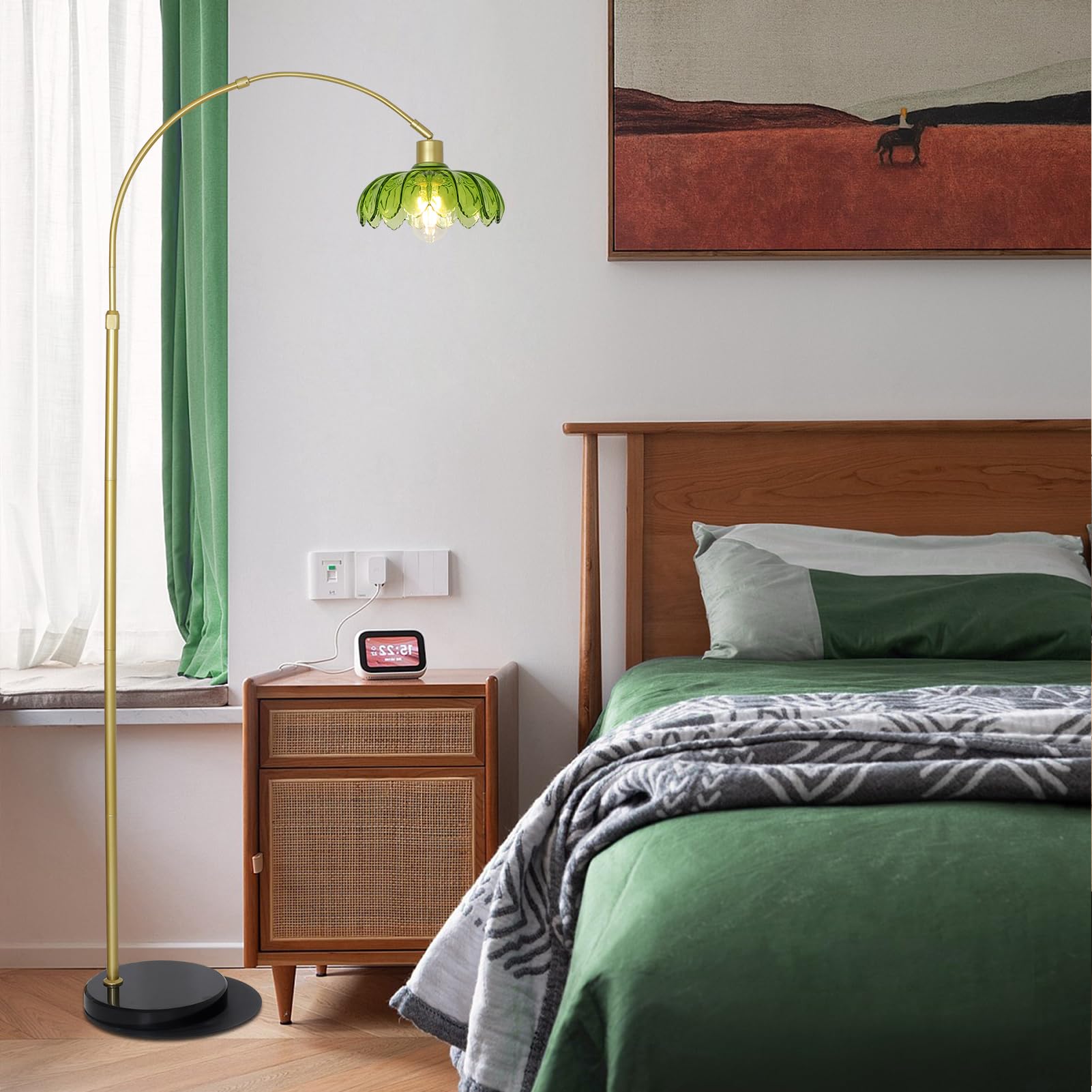 Arc Floor Lamp with Remote Control and LED Bulb
