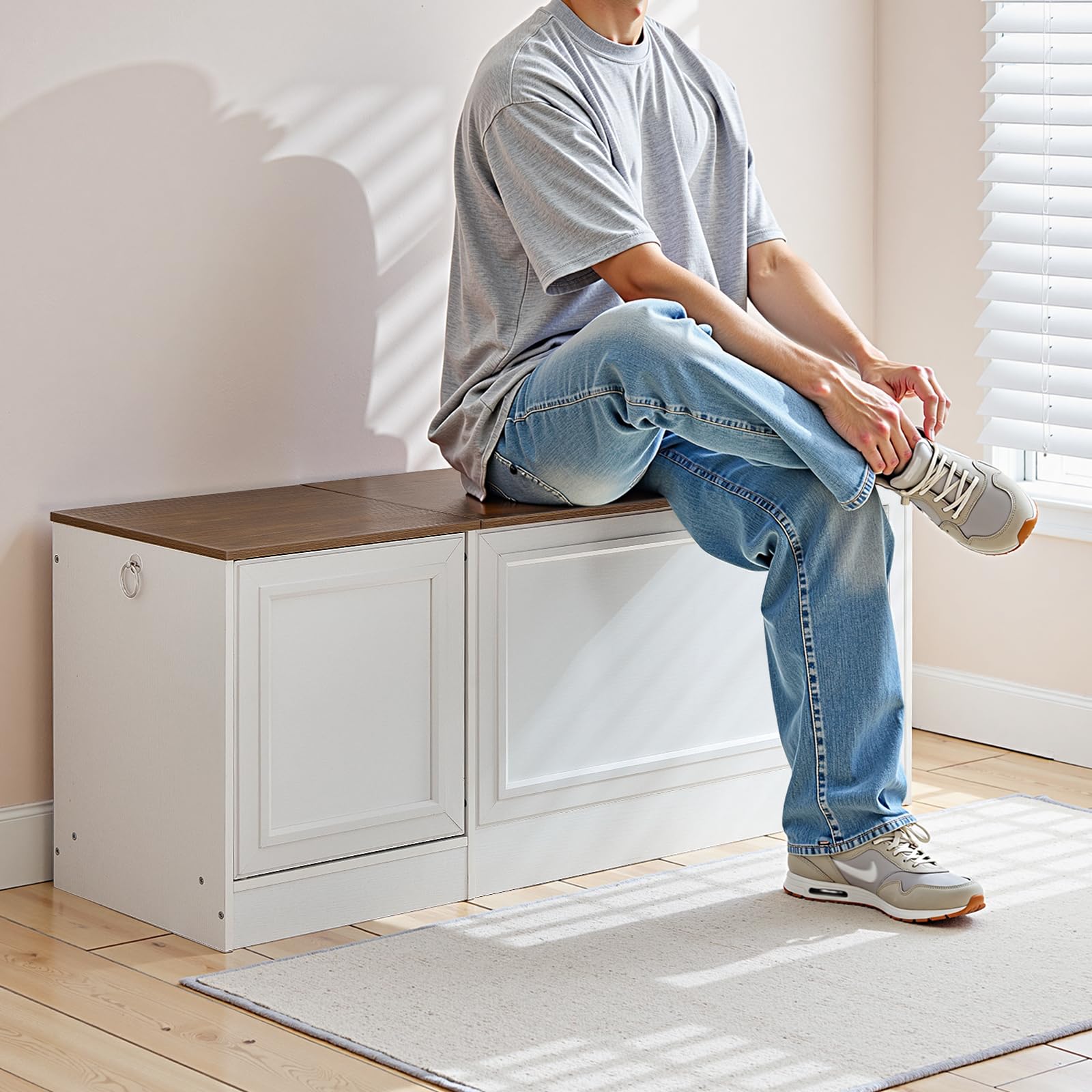 47.2" Storage Bench with Safety Hinge