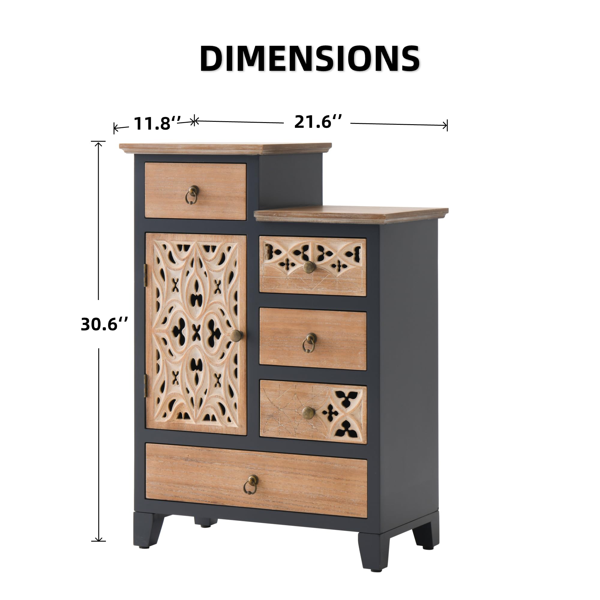 Farmhouse Accent Chest with Carved Door and 5 Drawers