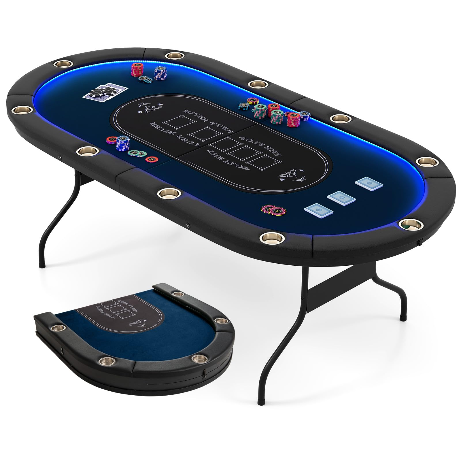 84" LED Foldable Poker Table for 10 Players