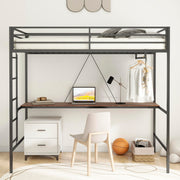 Twin Metal Loft Bed with Ladder and Guard Rails