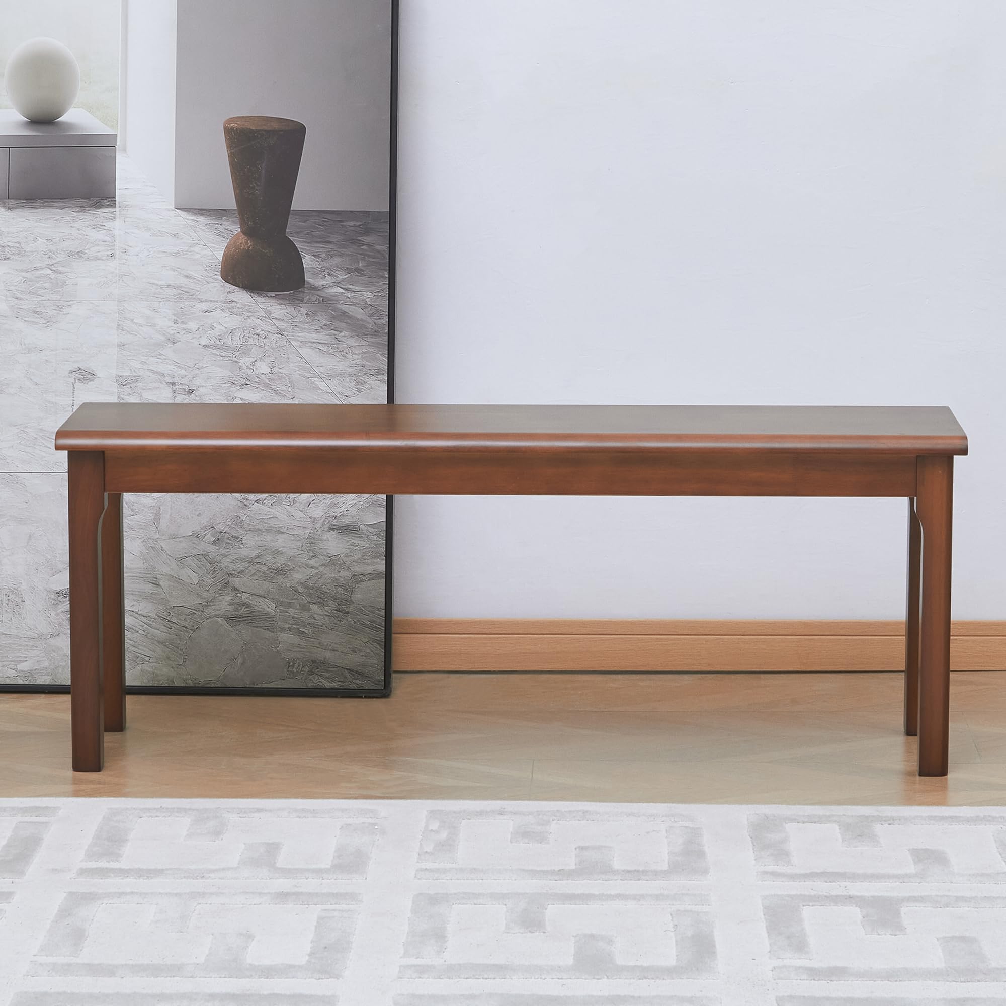 47 Inch Wooden Bench for Dining and Outdoor Use