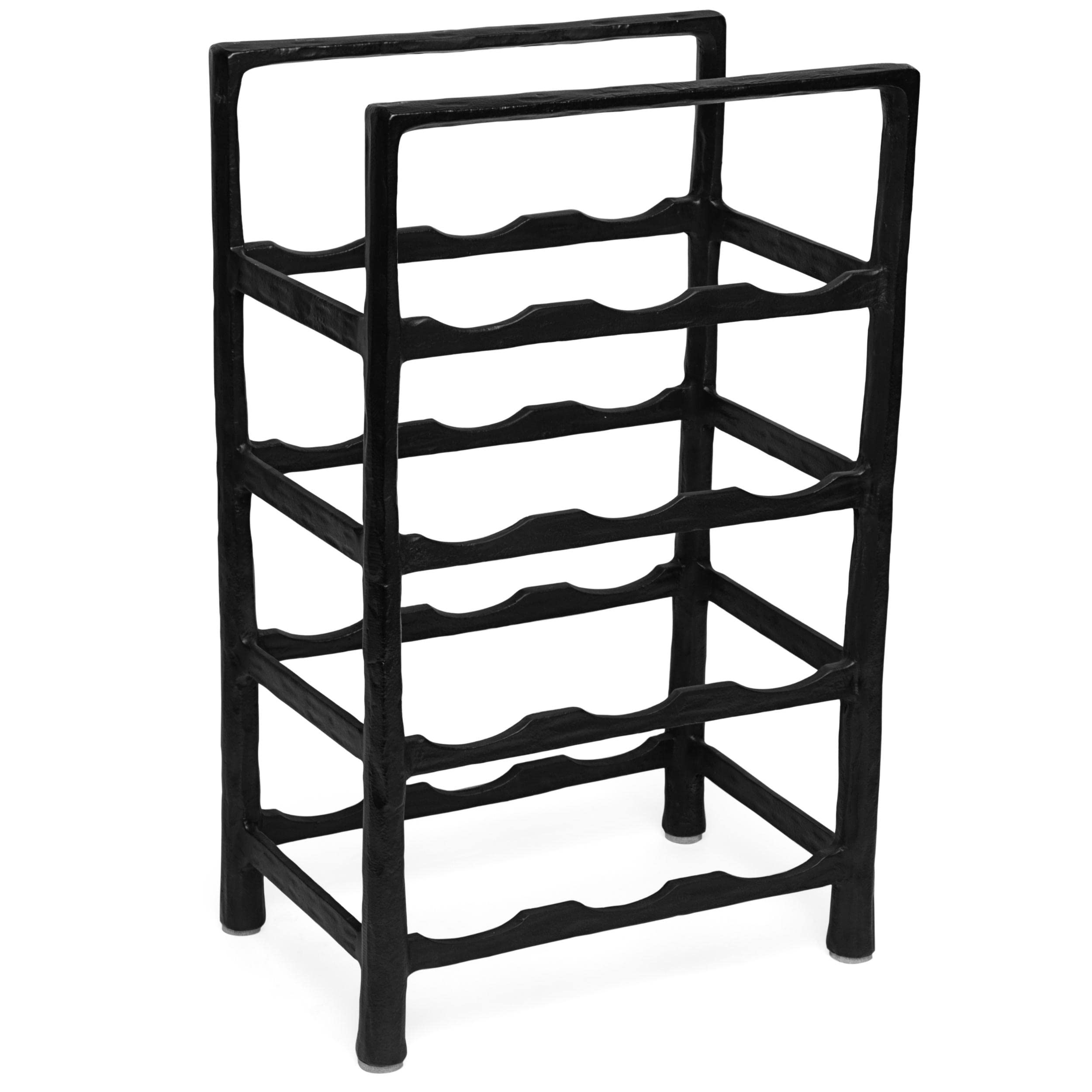 12 Bottle Wine Rack - Free Standing Black Metal