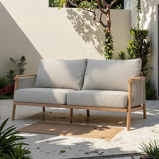 Modern All-Weather Aluminum Outdoor Patio Loveseat