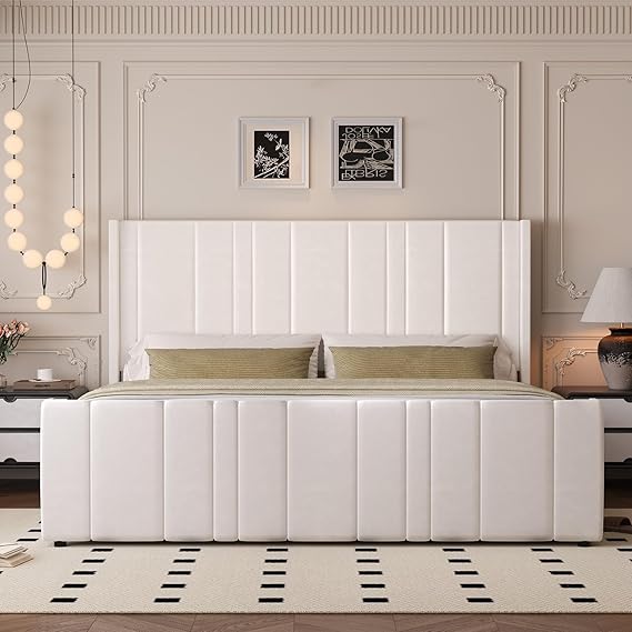 Pink Velvet Queen Bed Frame with Tufted Headboard