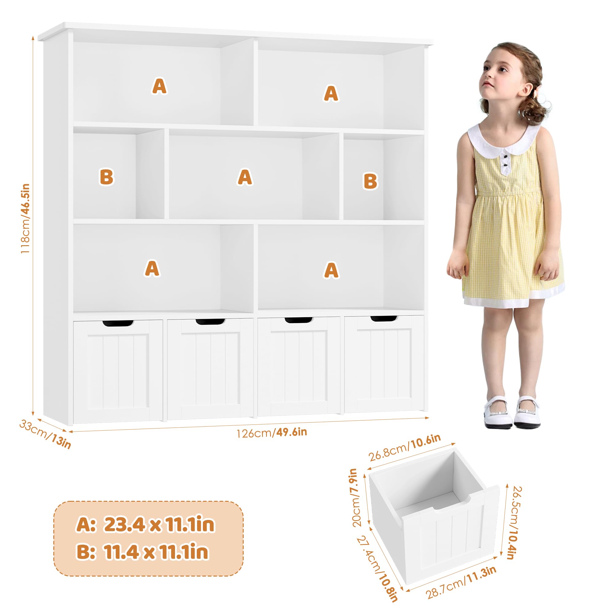 Kids Toy Storage Organizer with Movable Chests and Storage Cubes