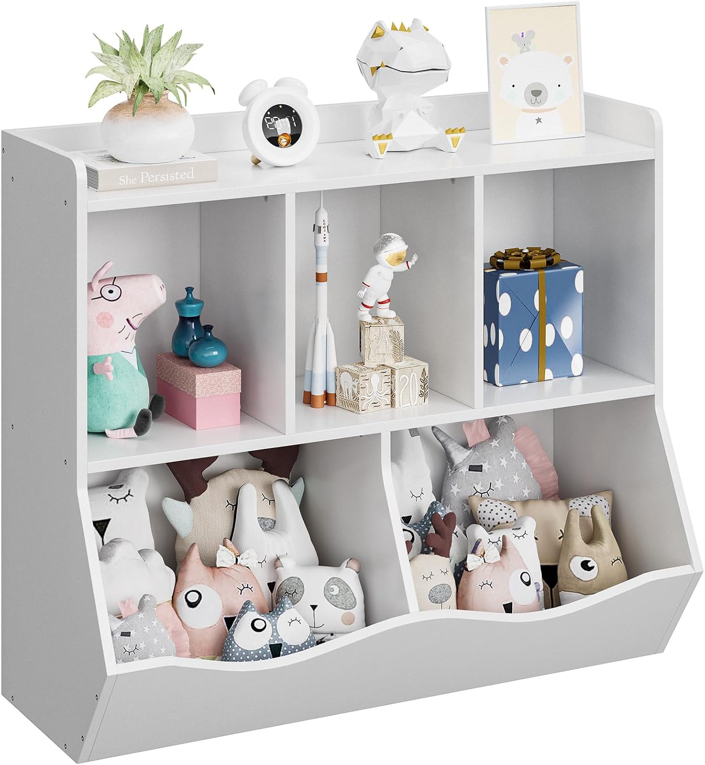 Toy Storage Cabinet with Bookshelf