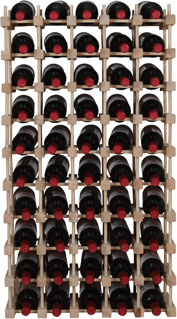 50-Bottle Wooden Wine Rack