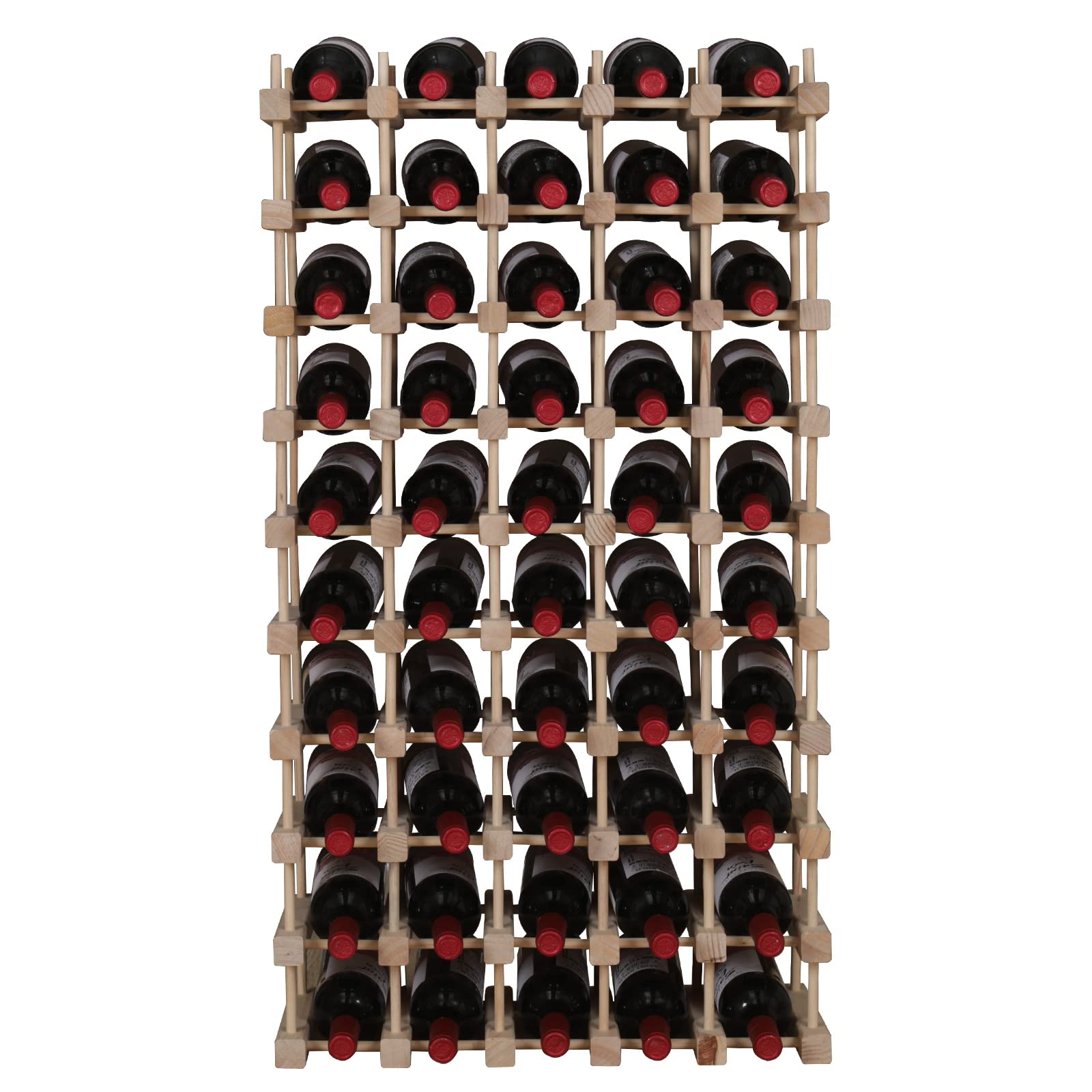 50-Bottle Pine Wine Rack Floor Standing Storage