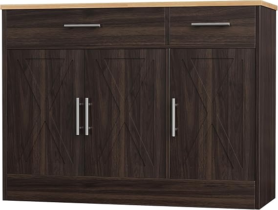 Modern Farmhouse Sideboard Buffet Cabinet with 3 Barn Doors