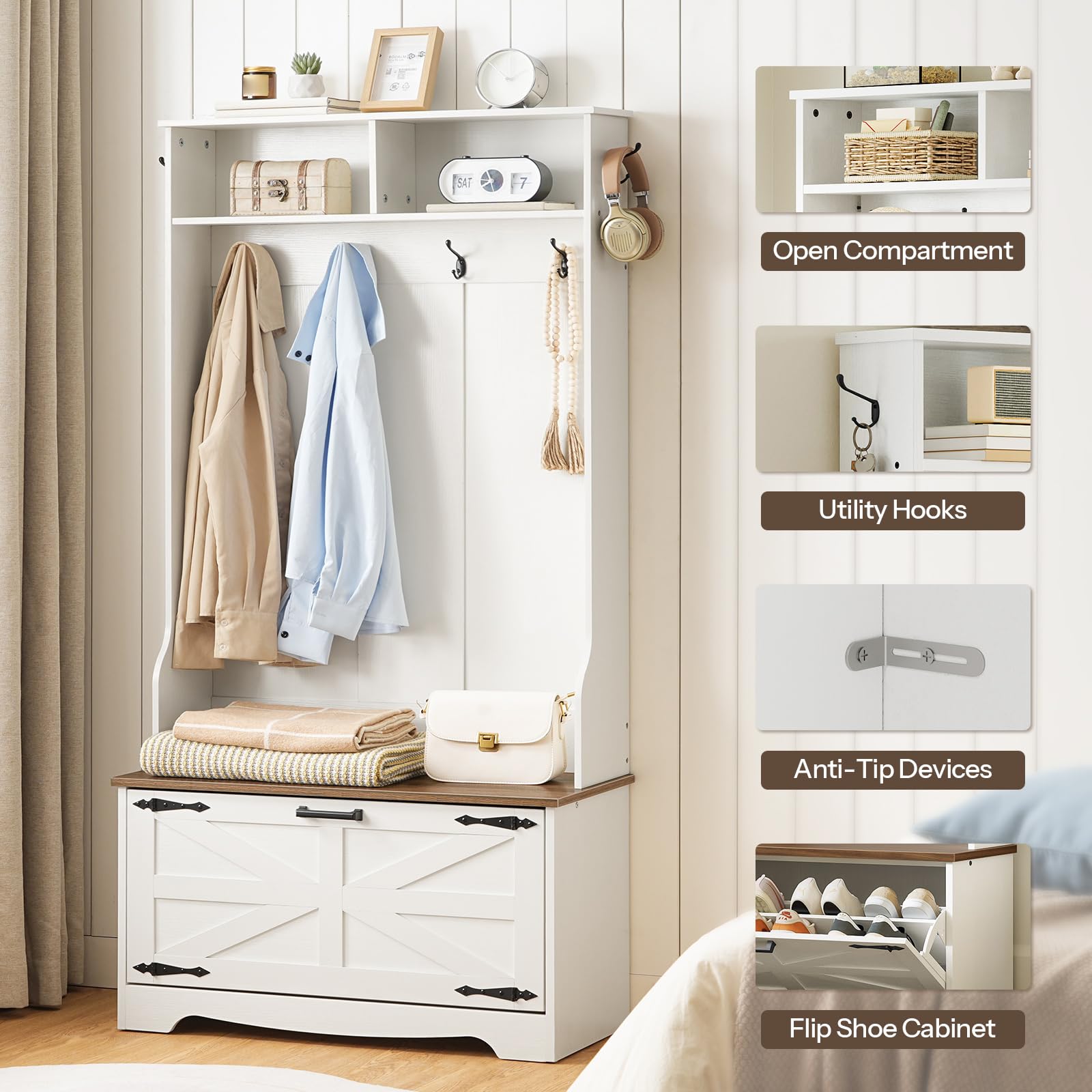 Hall Tree with Bench and Shoe Storage