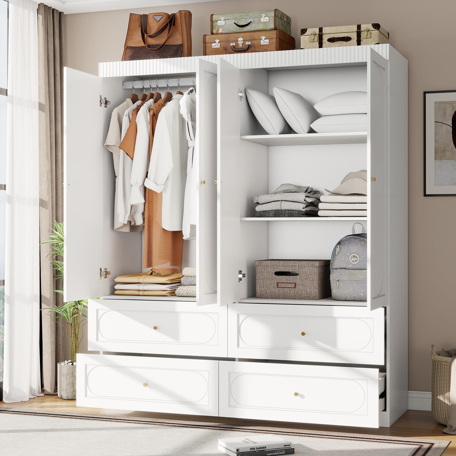 74 Inch Tall Armoire Wardrobe Closet with Drawers