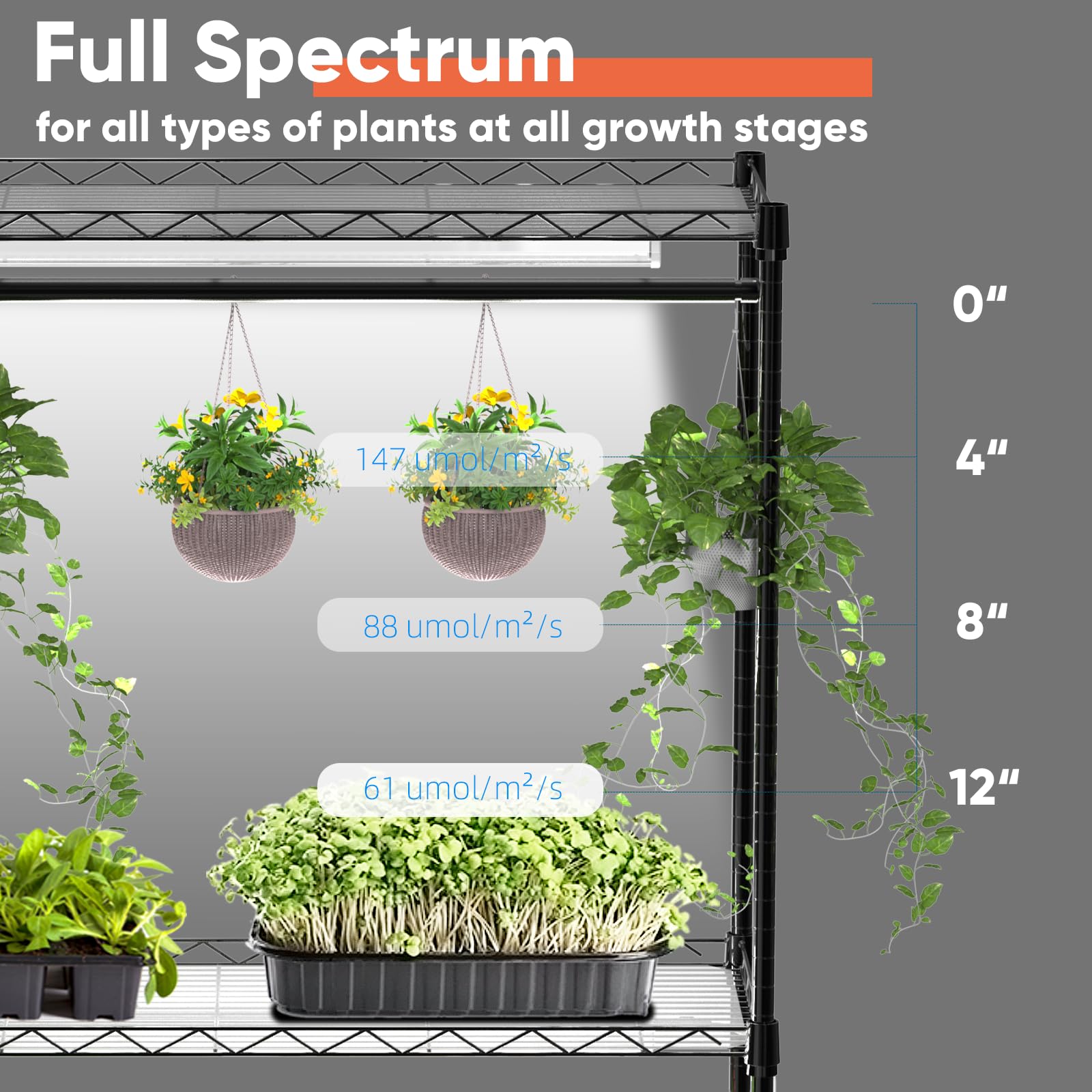 4-Tier Plant Shelf with Grow Light