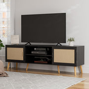 TV Stand for TVs up to 65 with Rattan Door and Storage