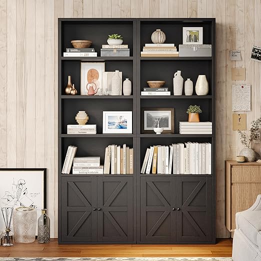 6-Tier Bookshelf with Cabinet Doors