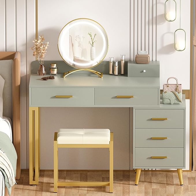 Vanity Desk with Mirror and Lights