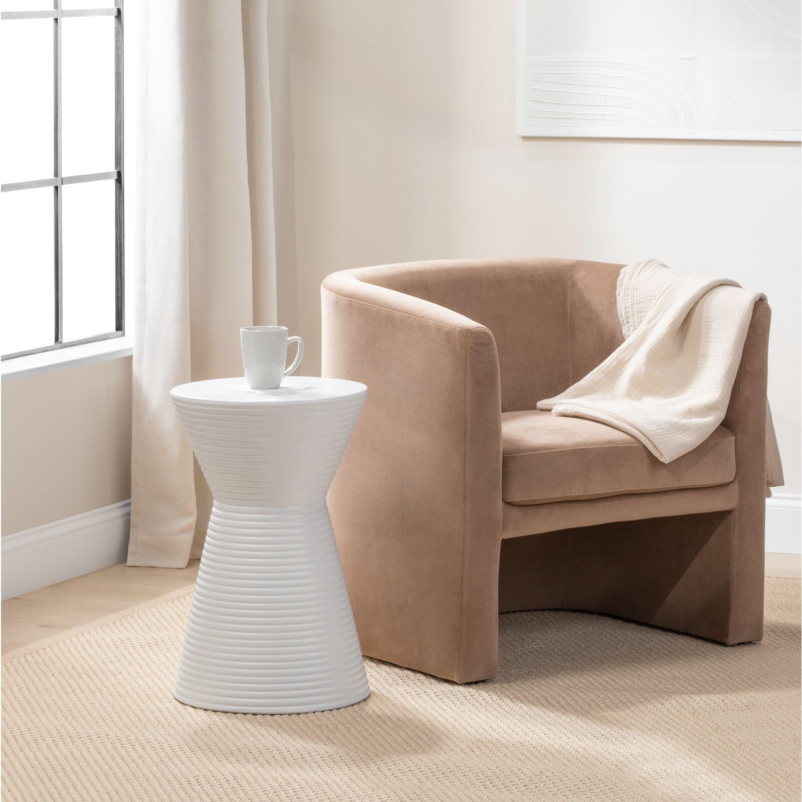 Round Hourglass Concrete Side Table