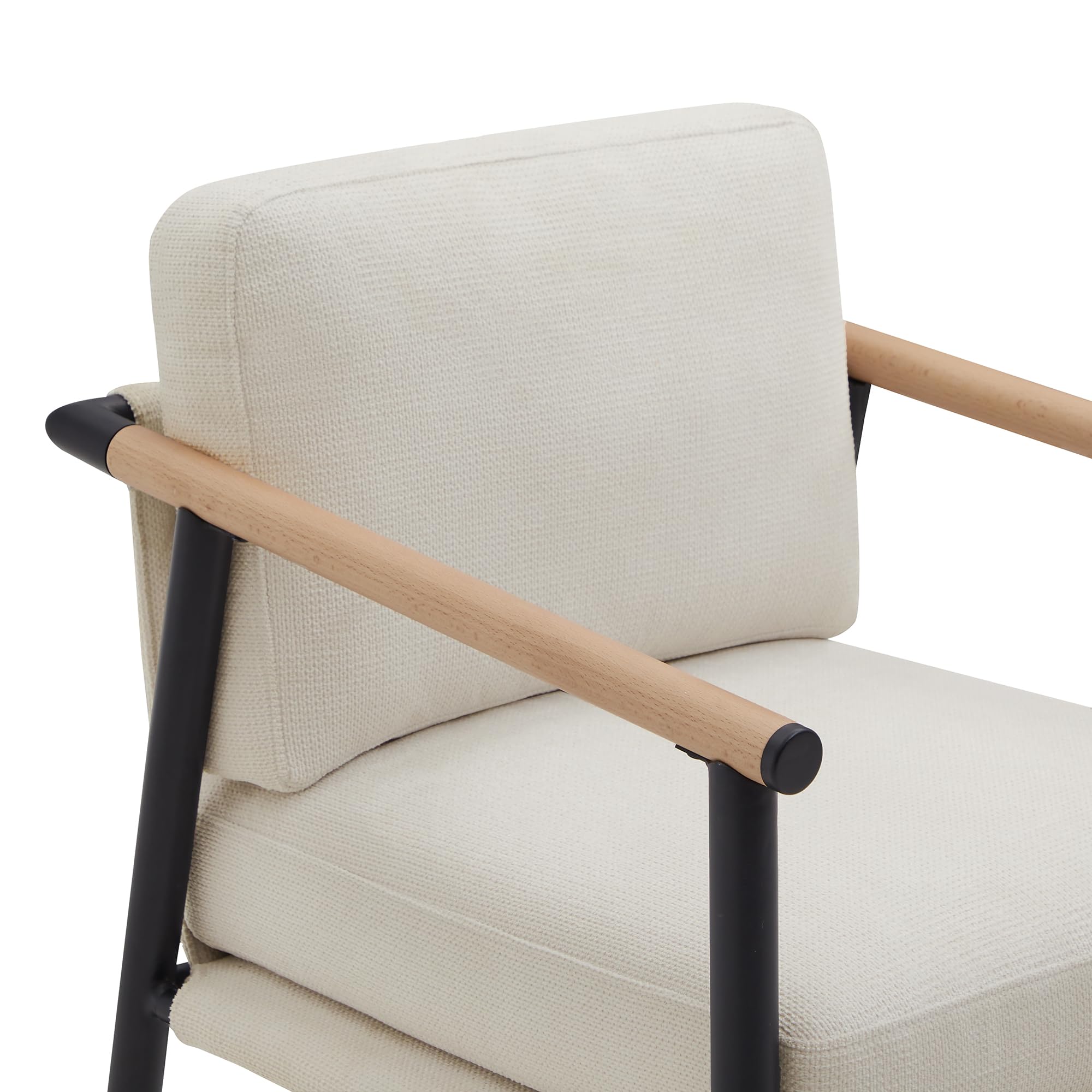 Mid Century Modern Barstools Set of 2 - 26" Counter Height with Wood Armrests