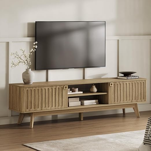 Modern TV Stand for 65-80 Inch TV with Storage Cabinets
