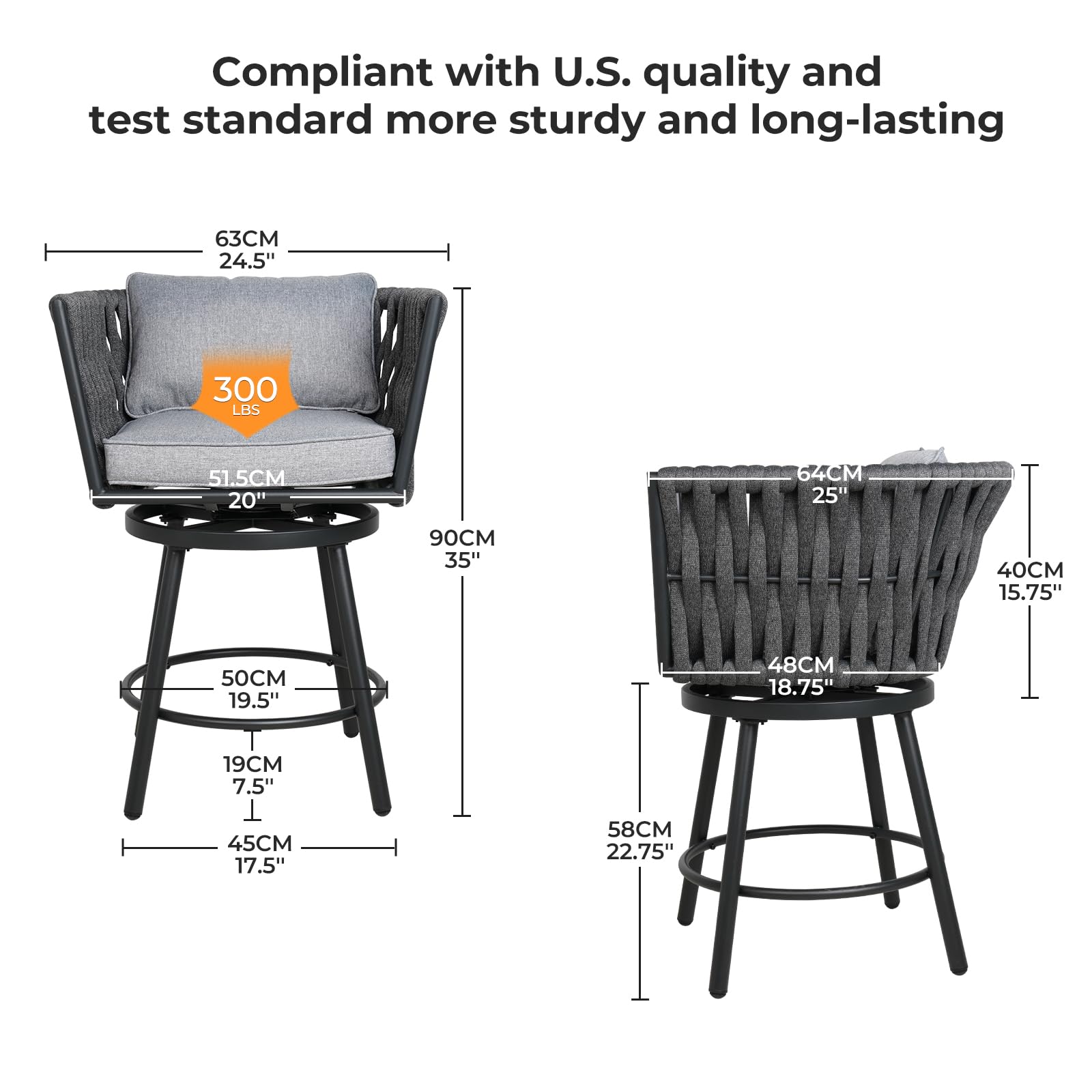 Outdoor Swivel Bar Stools Set of 2