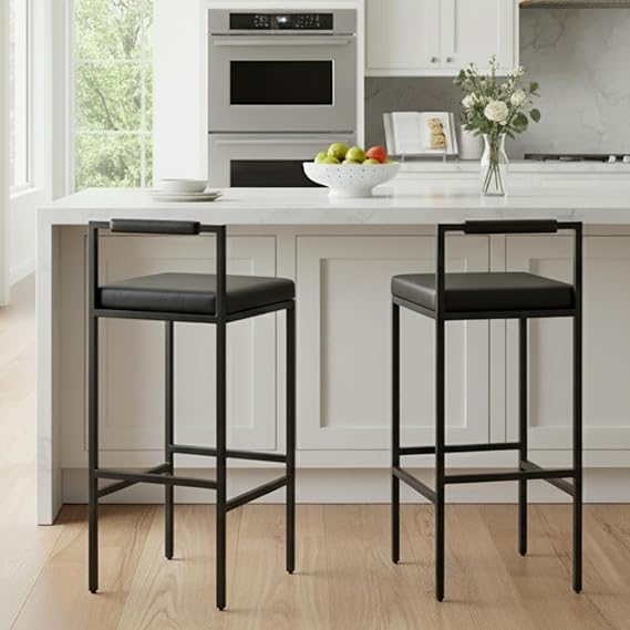 Modern Linen Bar Stools Set of 4 - 30 Inch Counter Height