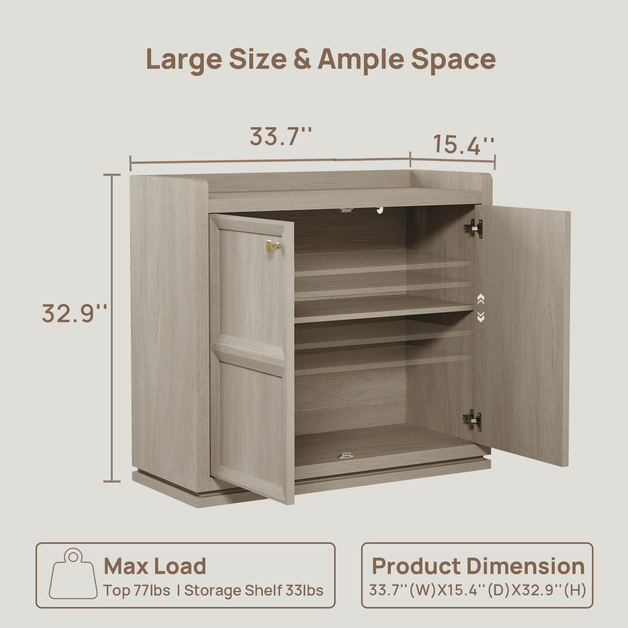 Storage Cabinet with Doors and Adjustable Shelves