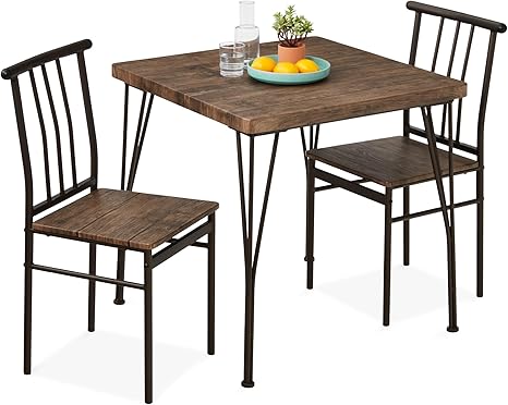 3-Piece Square Dining Set with 2 Chairs