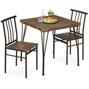 3-Piece Dining Set with 2 Chairs - Dark Brown