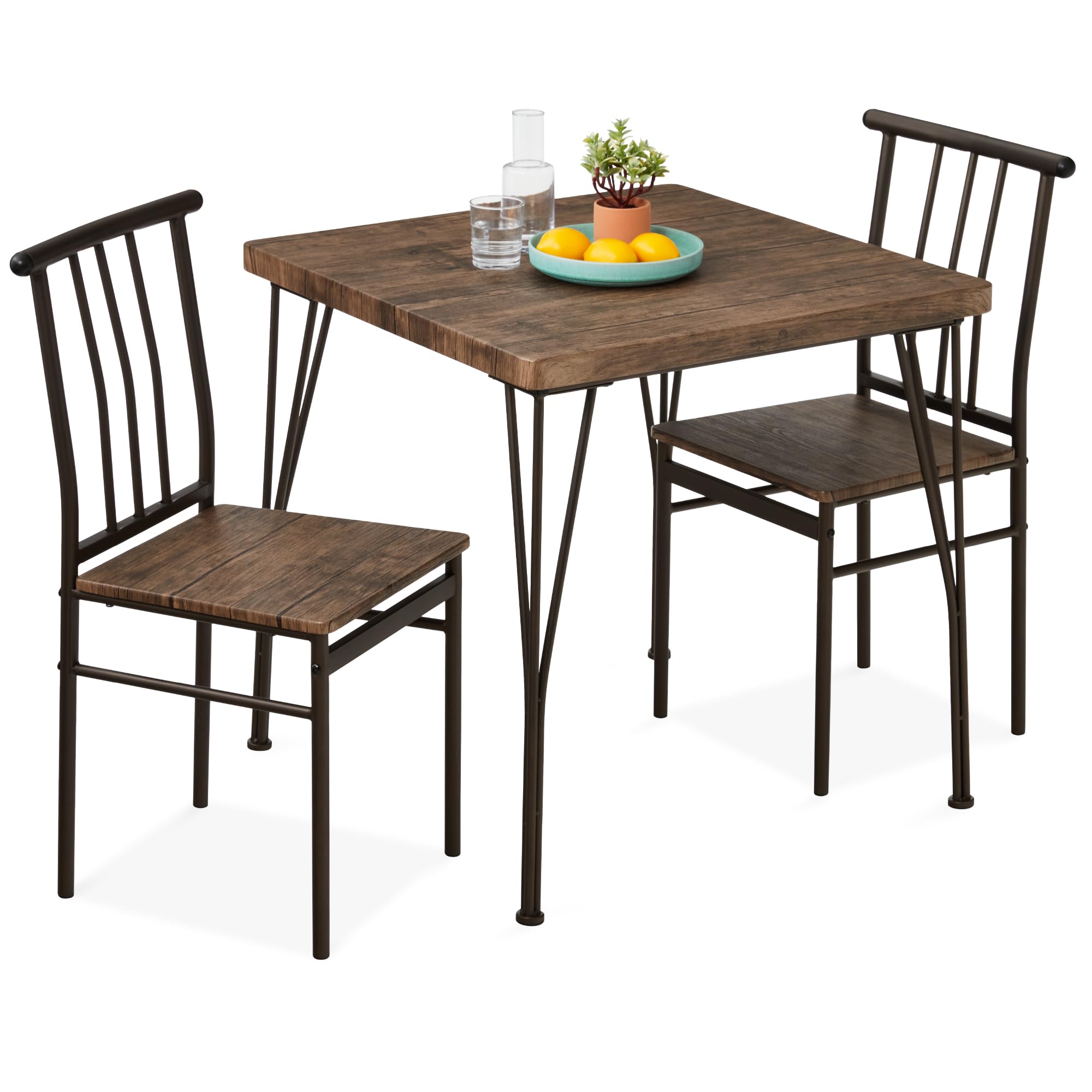 3-Piece Dining Set with 2 Chairs - Dark Brown