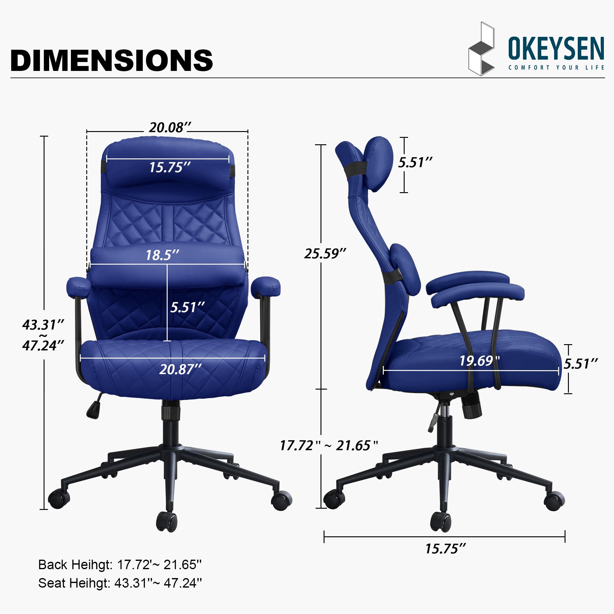 Modern Leather High Back Executive Office Chair with Removable Pillow