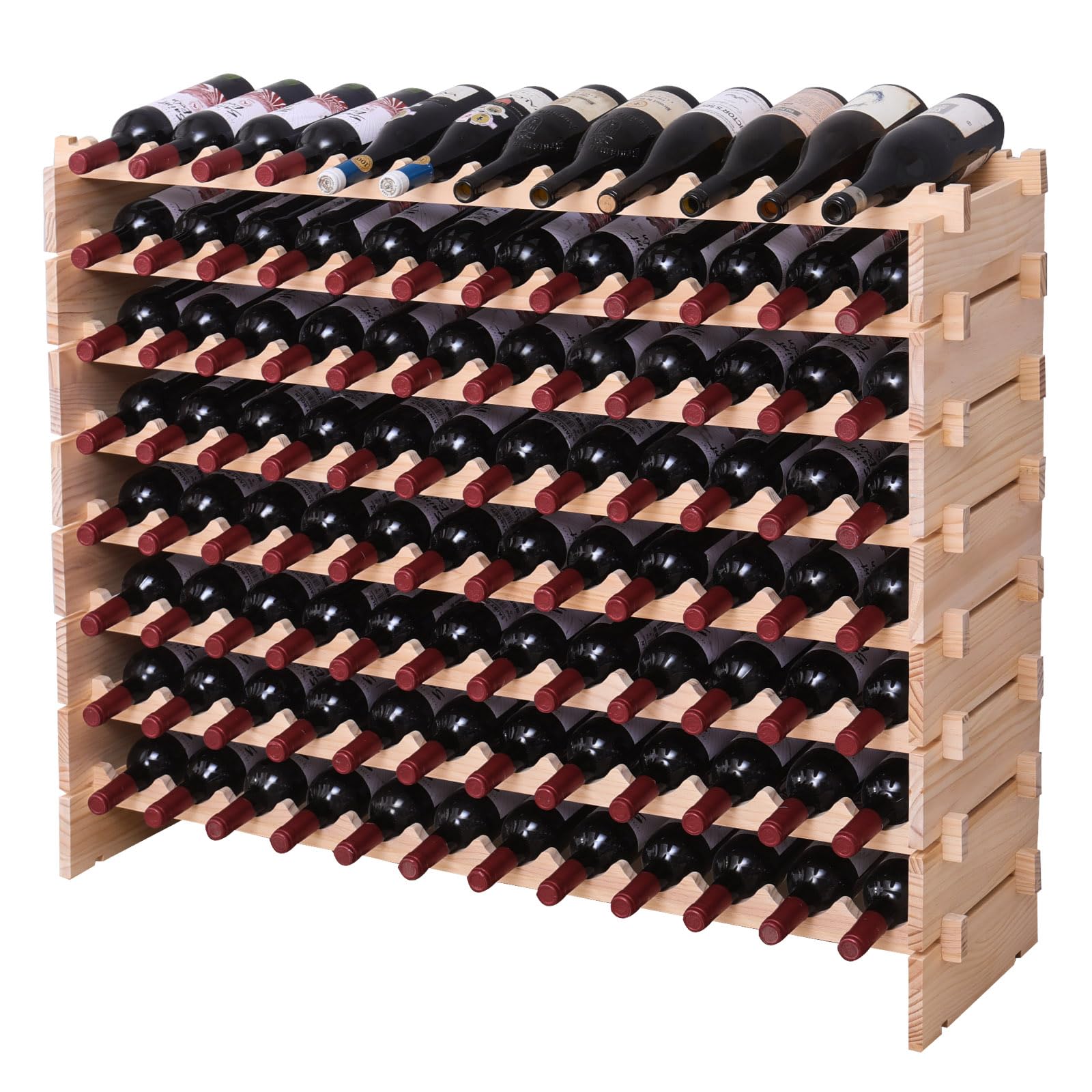 96-Bottle Pine Wood Wine Rack