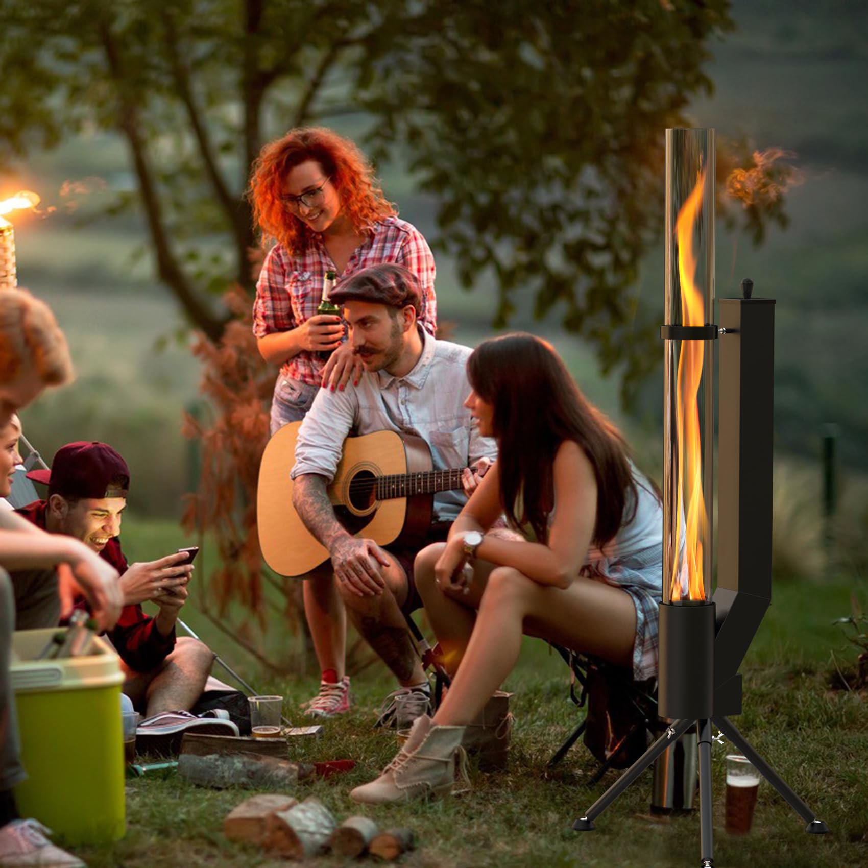 Portable Wood Pellet Fire Pit with Ash Tray