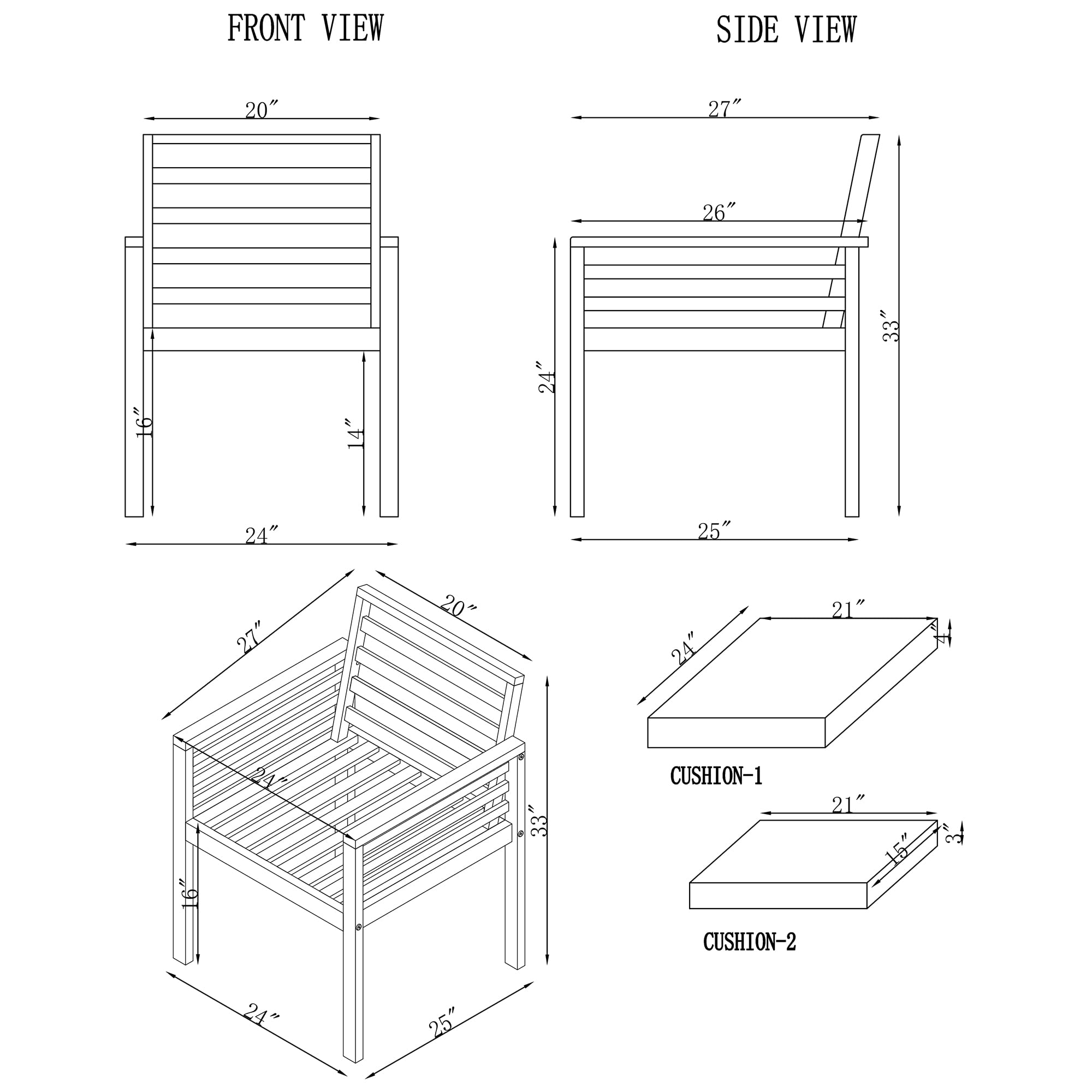 Okemo 7-pc Outdoor Dining Set, Acacia Wood Table (63 in. W x 35 in. D x 29 in. H) and 6 Chairs, Water-Resistant Ivory Cushions (24 in. W x 27 in. D x 33 in. H), Weather-Resistant Hardwood